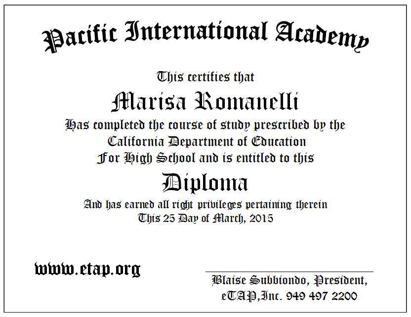 PIA Student Diploma